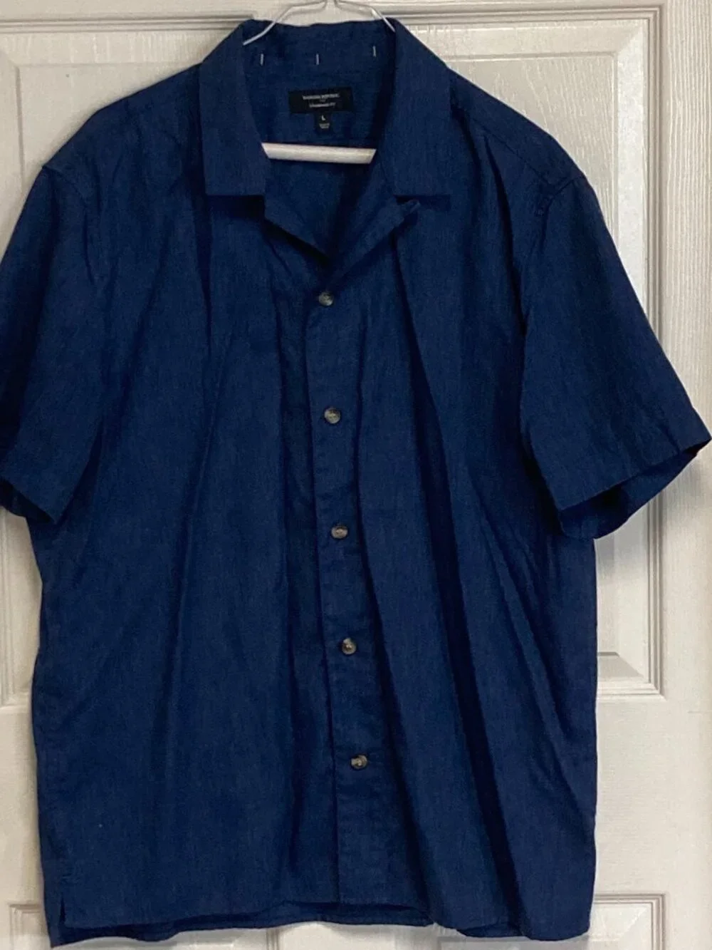 Banana Republic Standard Fit men's short sleeve dress shirt blue size large